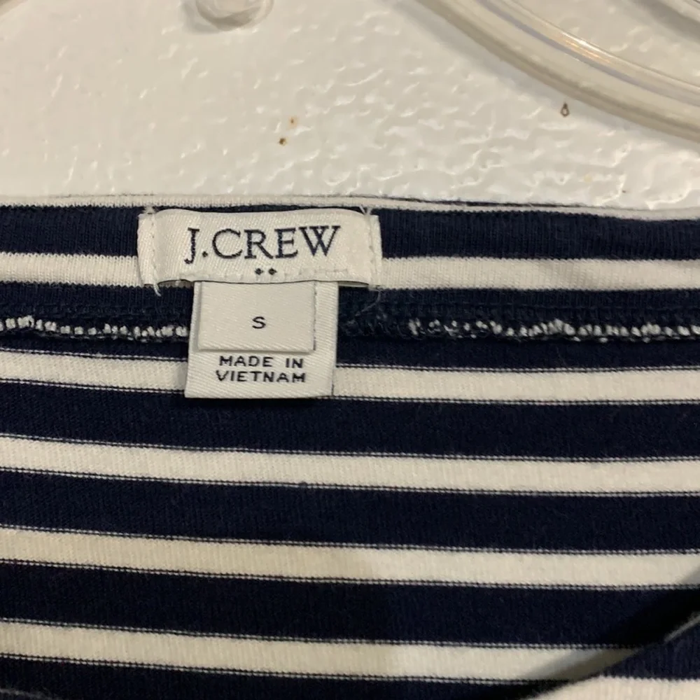 J CREW WOMENS NAVY WHITE STRIPE MINI DRESS RUFFLE SLEEVE SMALL